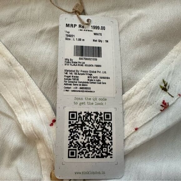 Zink London White Floral Printed Kimono Top & Printed Parallel Trouser Set Sz L - Picture 6 of 12